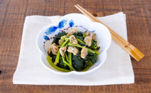 おすすめ1品：小松菜とあさりのサッと煮