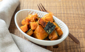 今週のおかず3品：かぼちゃのはちみつ焼き