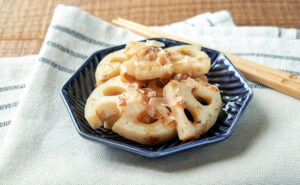 今週のおかず3品：れんこんのおかか煮