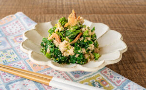 今週のおかず3品：菜の花と桜えびのかんたん白和え