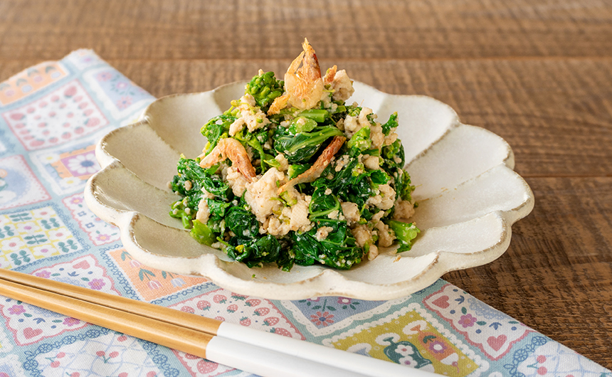 菜の花と桜えびのかんたん白和え 菜の花と桜えびのかんたん白和え