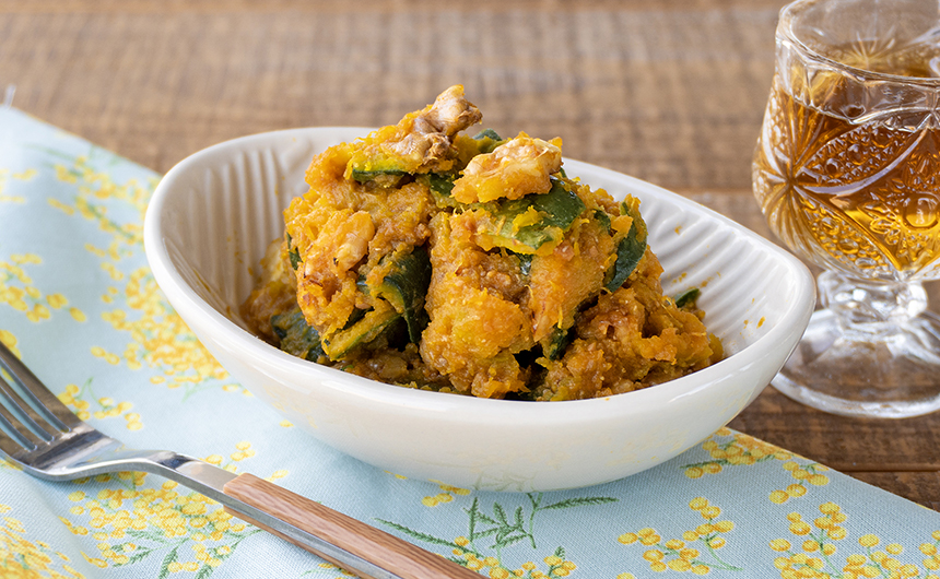 かぼちゃとくるみの甘みそ和え